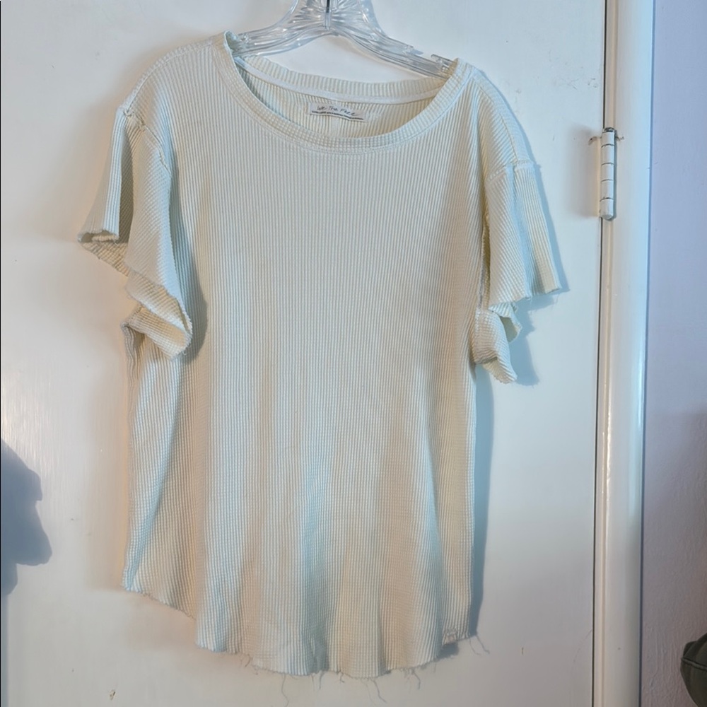 We The Free Cream Relaxed Waffle Weave Short Sleeve Tee